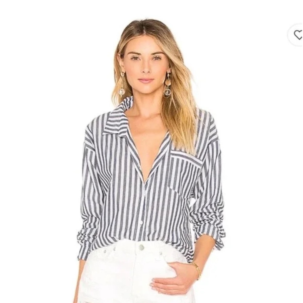 By the way  Navy and White Striped Button-Up Shirt